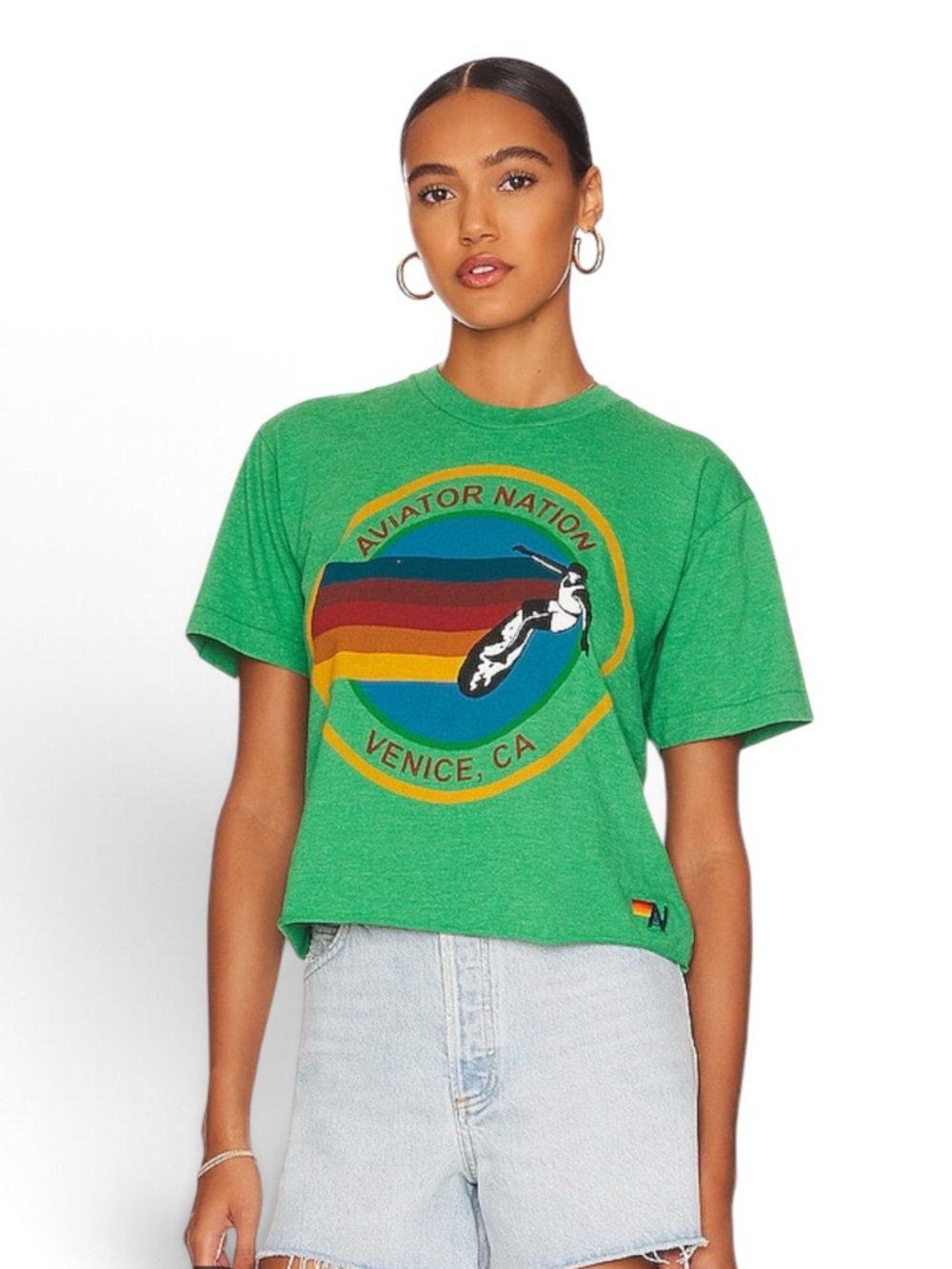 Aviator Nation Signature Venice Boyfriend Tee Kelly Green / S